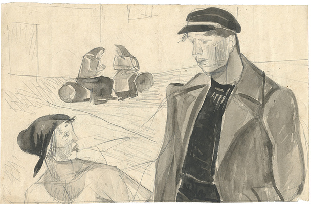 Эфрос Герасим Григорьевич. Двухсторонний сатирический рисунок для журнала «Красный ворон»